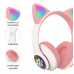 Casti audio Wireless, urechi de pisica, iluminare LED, Stereo (ROZ)